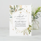 Serenity Greenery Geometric Online Virtual Wedding Einladung (Stehend Vorderseite)