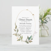 Serenity Greenery Geometric Virtual Duwer Einladung (Stehend Vorderseite)