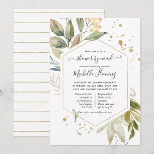 Serenity Greenery Geometrische Babyparty per Post Einladung