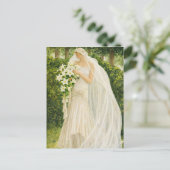 Serenity in Ivory: A Bride in a Garden Reverie Postkarte (Stehend Vorderseite)