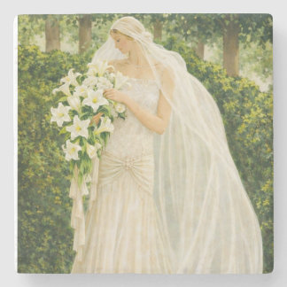 Serenity in Ivory: A Bride in a Garden Reverie Steinuntersetzer