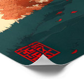 Serenity in Red Wandkunst - Herbstweg mit Pagode Poster (Ecke)