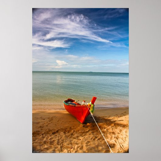 "Serenity - Little Red Boat" Photograph Print Poster (Vorne)