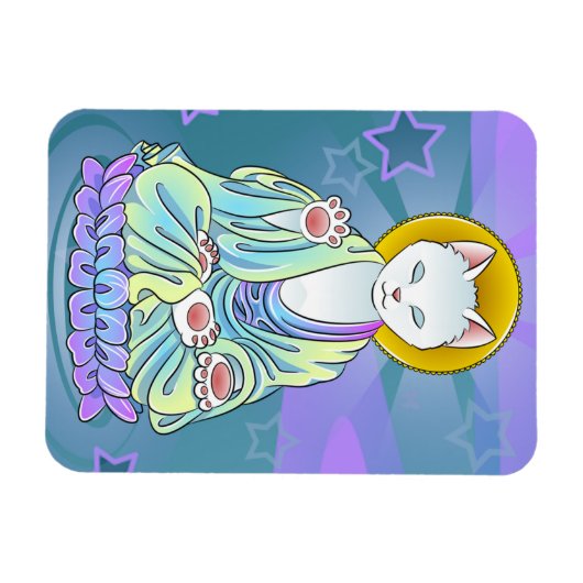 Serenity Meow Buddhist Cat Magnet (Horizontal)