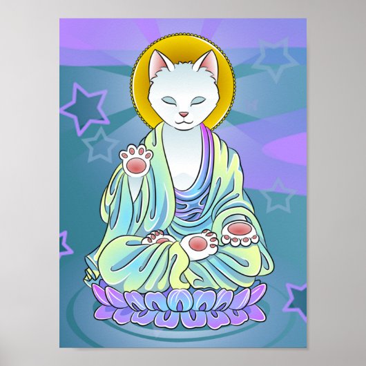 Serenity Meow Cat Buddha Zen Poster (Vorne)