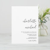 SERENITY Moderne Minimalistische Skripthochzeit Einladung (Stehend Vorderseite)