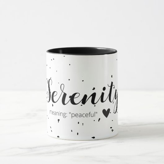 Serenity Name bedeutet Minimal Moderne Schwarz-wei Tasse (Zentrum)