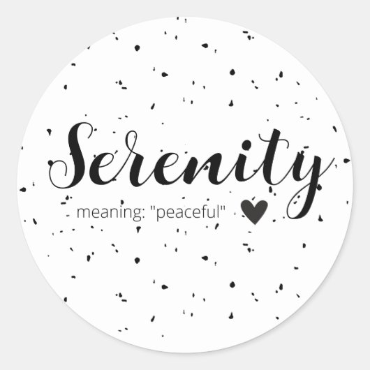 Serenity Name bedeutet Minimal Moderne Schwarze Mä Runder Aufkleber (Vorderseite)