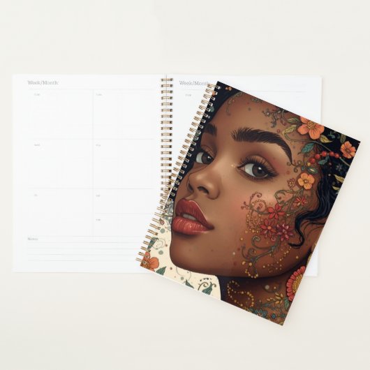 Serenity Noir Floral Afrocentric Notepad Planer (Anzeige)