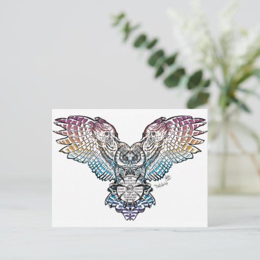 Serenity Owl Postkarte (Stehend Vorderseite)
