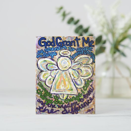 Serenity Prayer Angel Malerei Art Postkarten (Stehend Vorderseite)