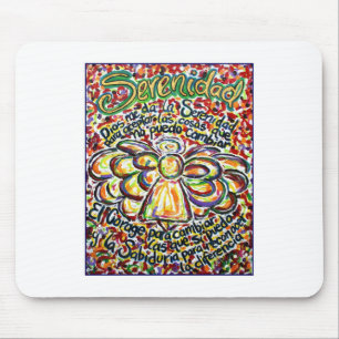 Serenity Prayer Angel (spanischer Text) Mousepad