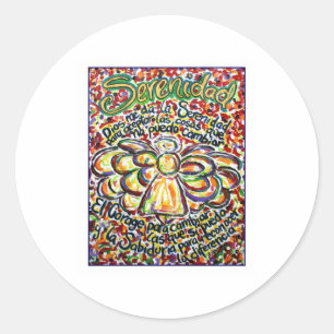 Serenity Prayer Angel (spanischer Text) Runder Aufkleber