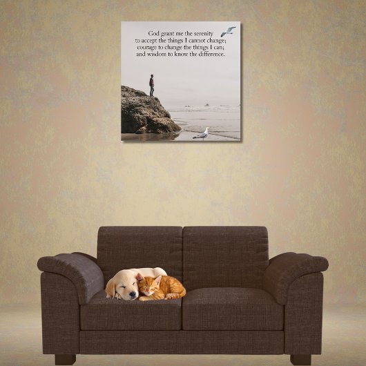 Serenity Prayer Beach Scene with Seagulls Poster