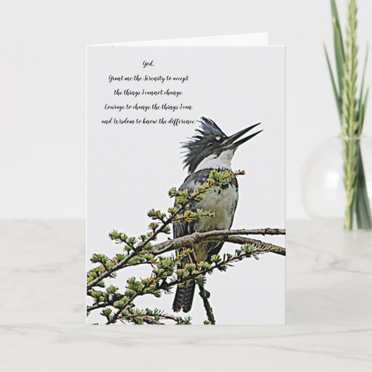 Serenity Prayer Belted Kingfisher Bird Blank Karte (Vorderseite)