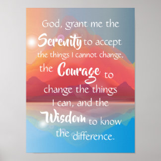 Serenity Prayer Berg Sunset Sunrise Wall Poster