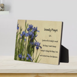 Serenity Prayer Blue Irises Floral Fotoplatte