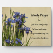 Serenity Prayer Blue Irises Floral Fotoplatte (Vorderseite)