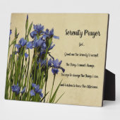 Serenity Prayer Blue Irises Floral Fotoplatte (Seite)