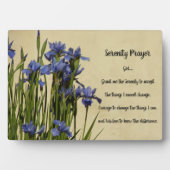 Serenity Prayer Blue Irises Floral Fotoplatte (Vorderseite)