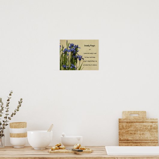 Serenity Prayer Blue Irises Floral Poster (Küche)