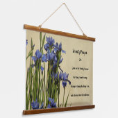 Serenity Prayer Blue Irises Floral Wandteppich Mit Holzrahmen (Gewinkelt)