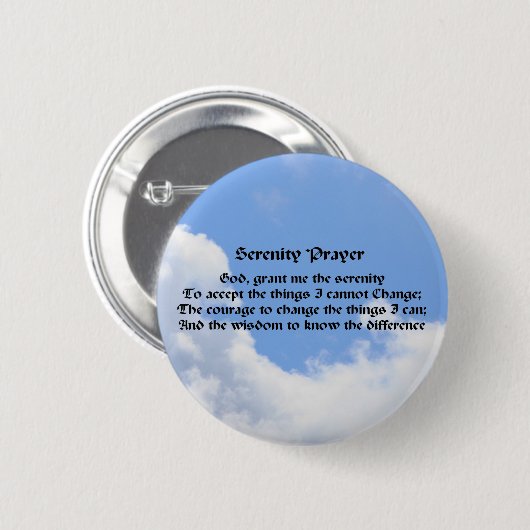 Serenity Prayer Blue Sky Button (Vorne & Hinten)