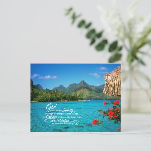 Serenity Prayer & Bora Bora Postkarte (Stehend Vorderseite)