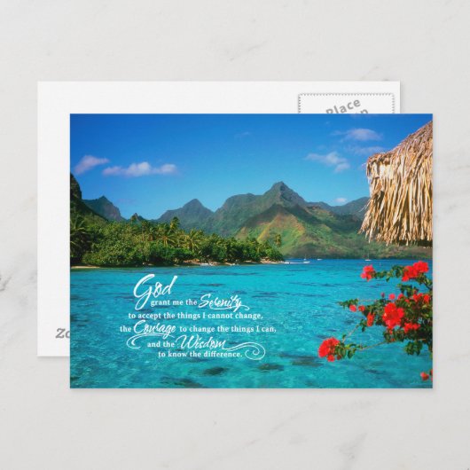 Serenity Prayer & Bora Bora Postkarte (Vorne/Hinten)