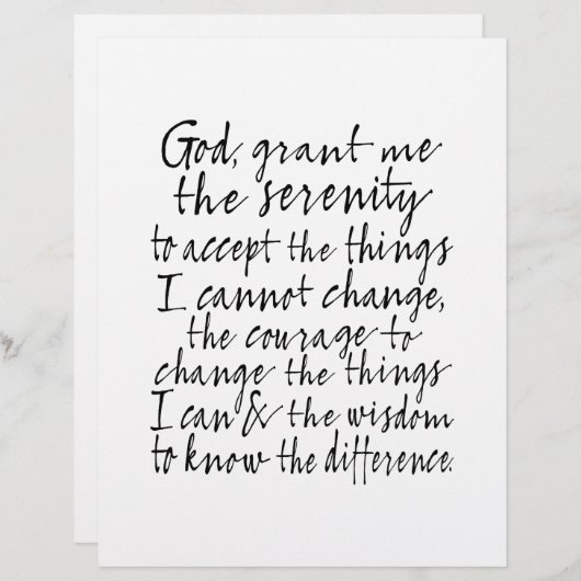 Serenity Prayer - Bounce Kalligrafie Script Modern (Vorne/Hinten)