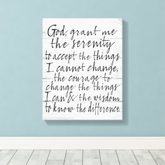 Serenity Prayer - Bounce Kalligrafie Script Modern Leinwanddruck (Insitu (Holzboden))