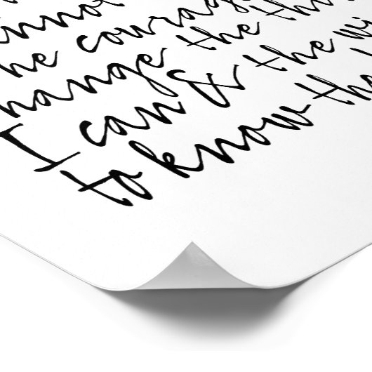 Serenity Prayer - Bounce Kalligrafie Script Modern Poster (Ecke)