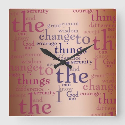 Serenity Prayer Collage Quadratische Wanduhr (Vorderseite)