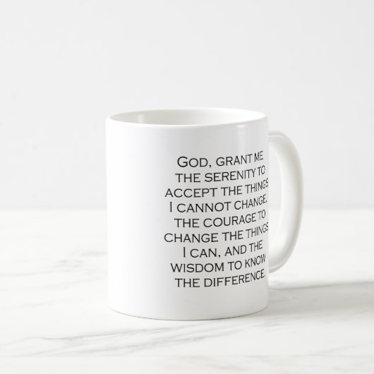 Serenity Prayer Copperplate Gothic Light Schriftar Kaffeetasse (VorderseiteRechts)