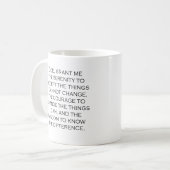 Serenity Prayer Copperplate Gothic Light Schriftar Kaffeetasse (Vorderseite Links)
