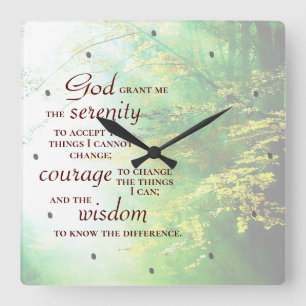 Serenity Prayer, Forest Quadratische Wanduhr
