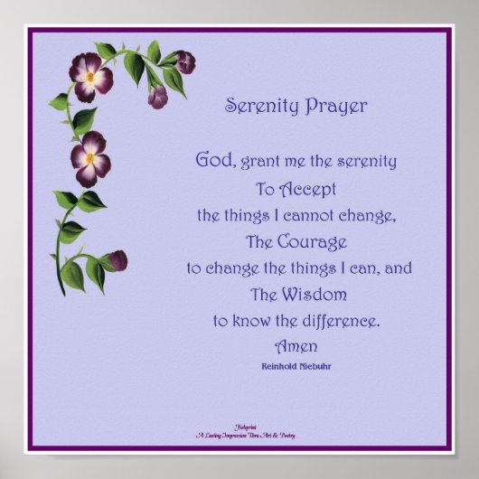 Serenity Prayer Kurz Poster (Vorne)