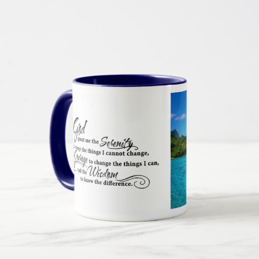 Serenity Prayer & Landschaftlich Bora Bora Tasse (Vorderseite Links)