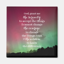 Serenity Prayer Magnet with Aurora Background