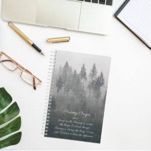 Serenity Prayer Misty Forest Notizblock