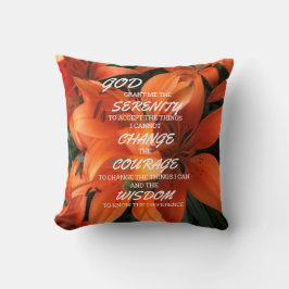 Serenity Prayer Orange Lily Blume Foto Kissen