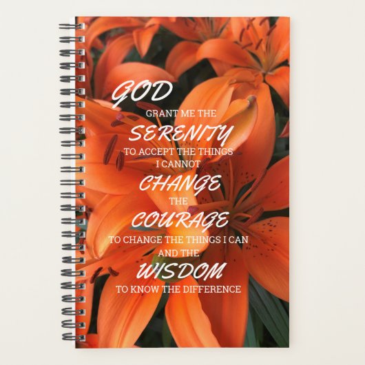 Serenity Prayer Orange Lily Blume Foto Planer (Vorderseite)