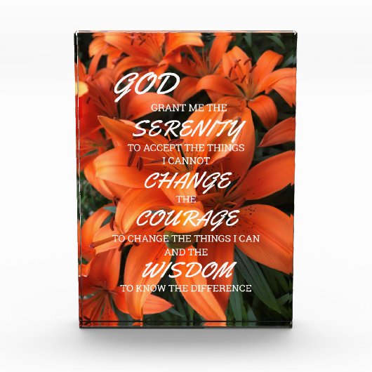 Serenity Prayer Orange Lily Floral Foto (Vorderseite)