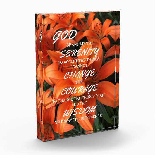 Serenity Prayer Orange Lily Floral Foto (Links)
