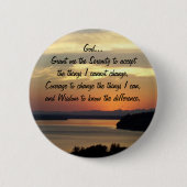 Serenity Prayer Orange Seascape Sunset Button (Vorderseite)