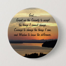 Serenity Prayer Orange Seascape Sunset Button