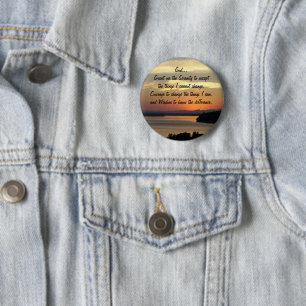 Serenity Prayer Orange Seascape Sunset Foto Button
