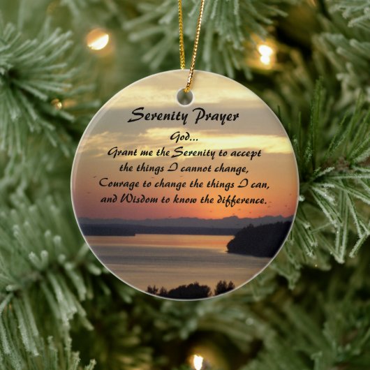Serenity Prayer Orange Seascape Sunset Foto Keramik Ornament (Baum)