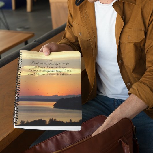Serenity Prayer Orange Seascape Sunset Foto Notizblock