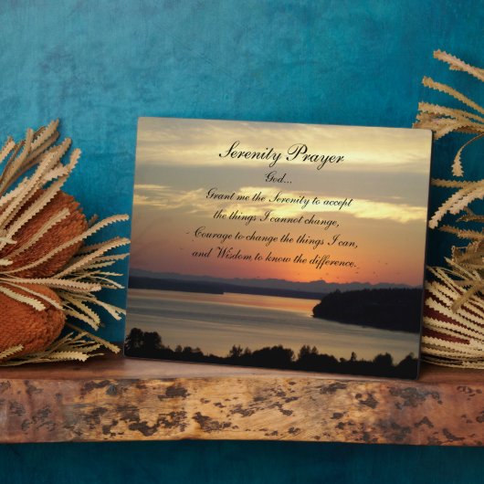 Serenity Prayer Orange Seascape Sunset Fotoplatte (Seite)